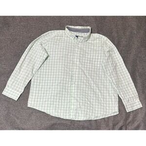 George Men's 2XL 50-52 Checkered Light Green/White Long Sleeve Shirt